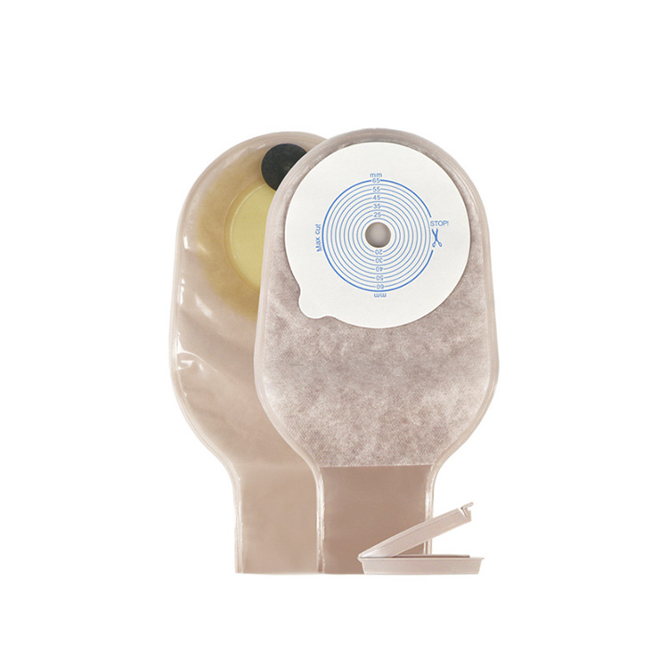 Línea de producción automática de prensado en caliente para bolsas de ostomía.