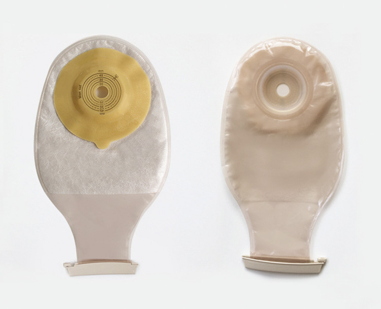 Línea de producción automática de prensado en caliente para bolsas de ostomía.