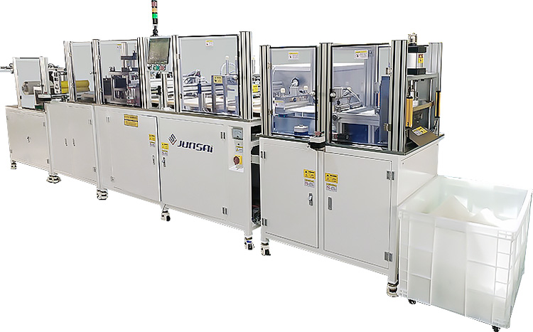 Máquina rotativa de cuatro estaciones para la vejiga interna del esfigmomanómetro.  