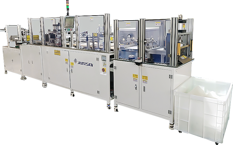 Máquina rotativa de cuatro estaciones para la vejiga interna del esfigmomanómetro.  